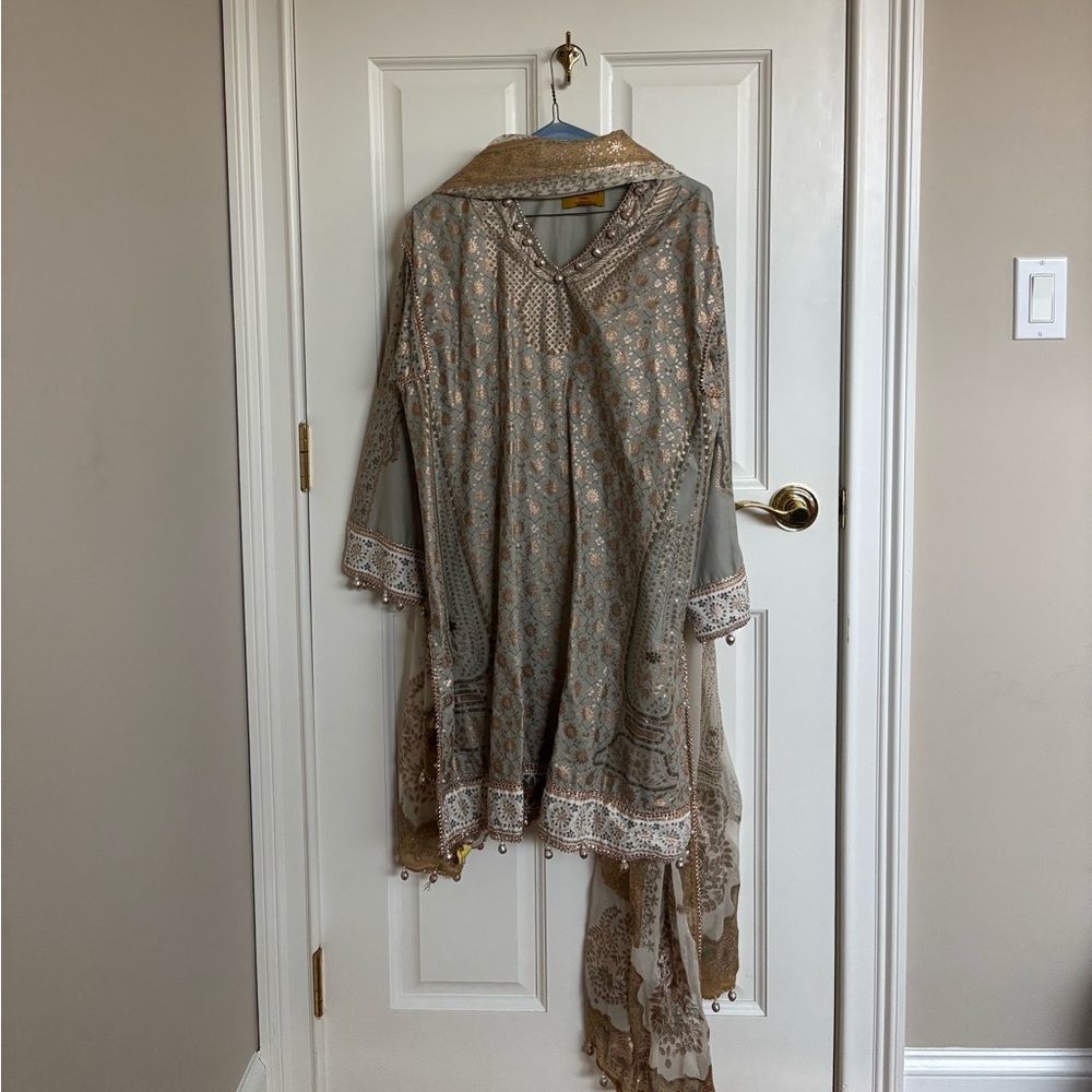 Muted Green and Gold Sana Safinaz Shalwar Kameez